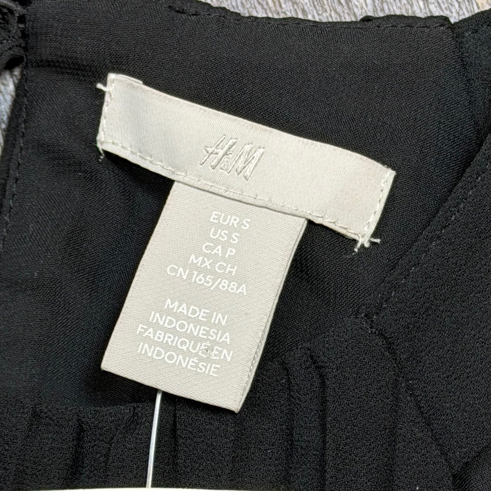 H&M Pleated Halter Dress Women Small Black Chiffon Sleeveless - Picture 4 of 9